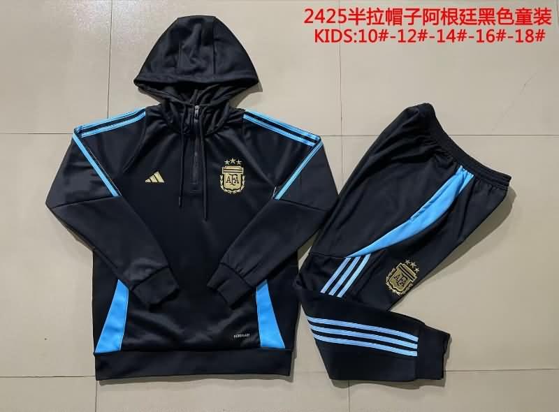 Argentina 2024 Kids Black Soccer Tracksuit 03