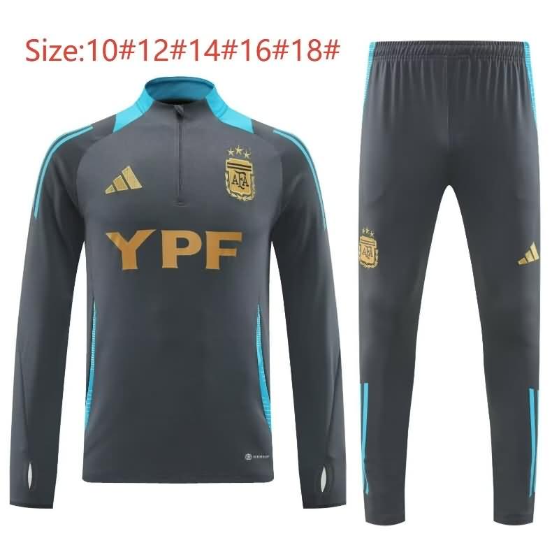 Argentina 2024 Kids Grey Soccer Tracksuit