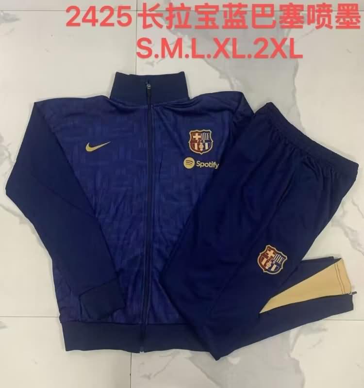 AAA(Thailand) Barcelona 24/25 Dark Blue Soccer Tracksuit