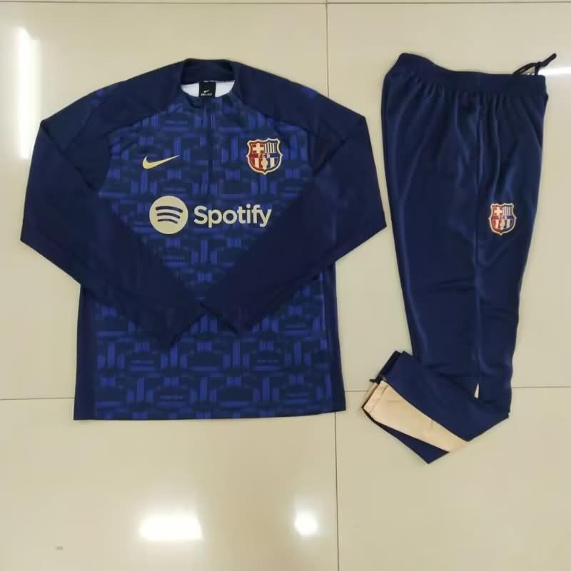 AAA(Thailand) Barcelona 24/25 Dark Blue Soccer Tracksuit 02