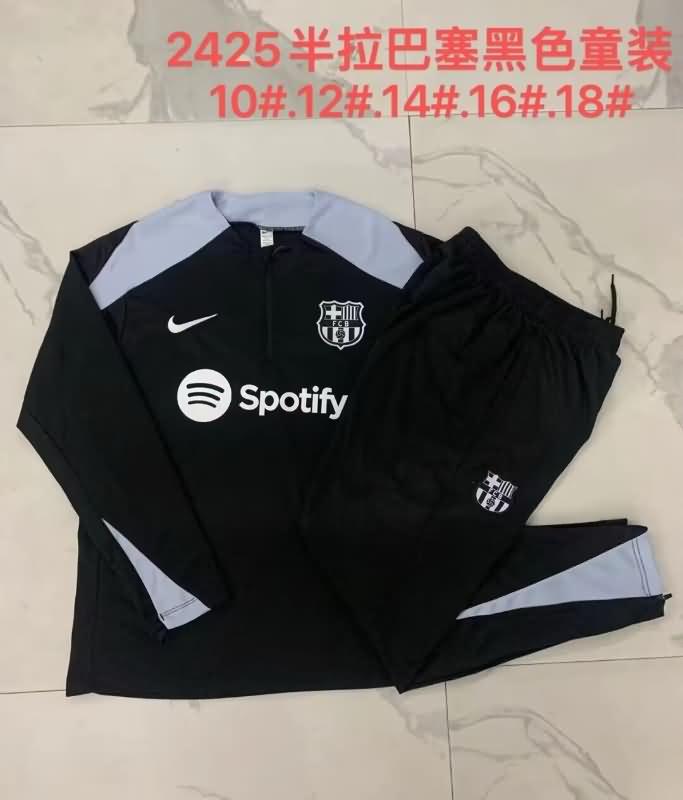 Barcelona 24/25 Kids Black Soccer Tracksuit