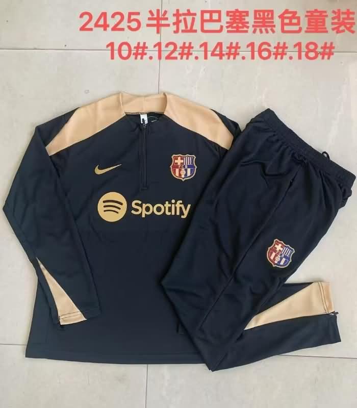 Barcelona 24/25 Kids Black Soccer Tracksuit 04