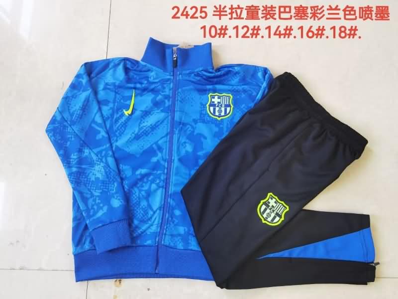 Barcelona 24/25 Kids Blue Soccer Tracksuit