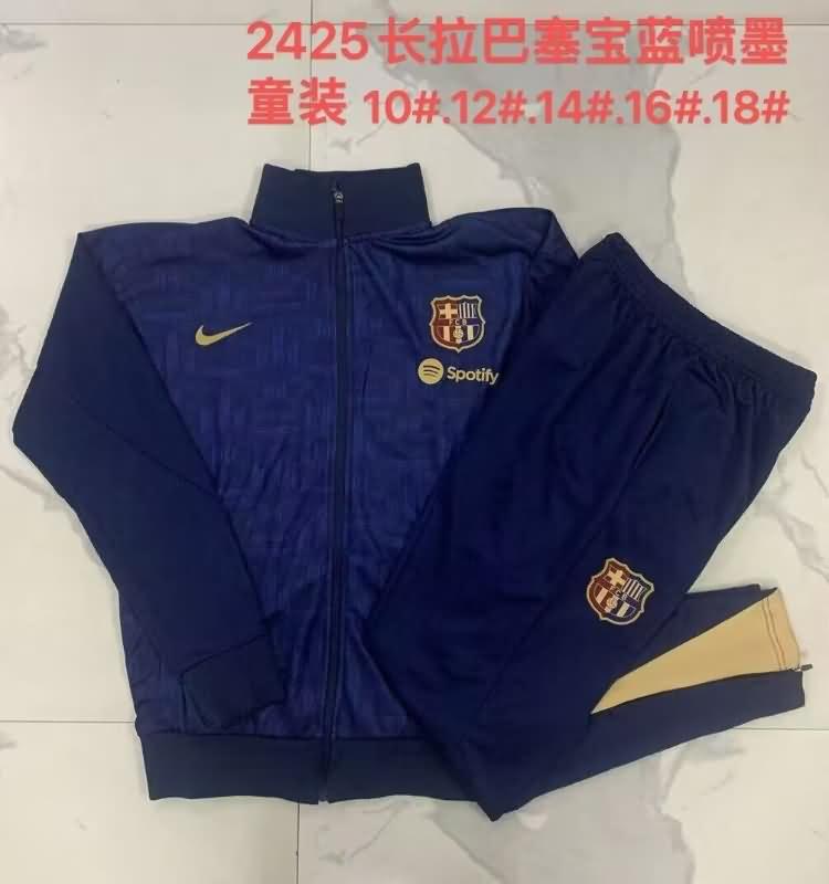 Barcelona 24/25 Kids Dark Blue Soccer Tracksuit 03