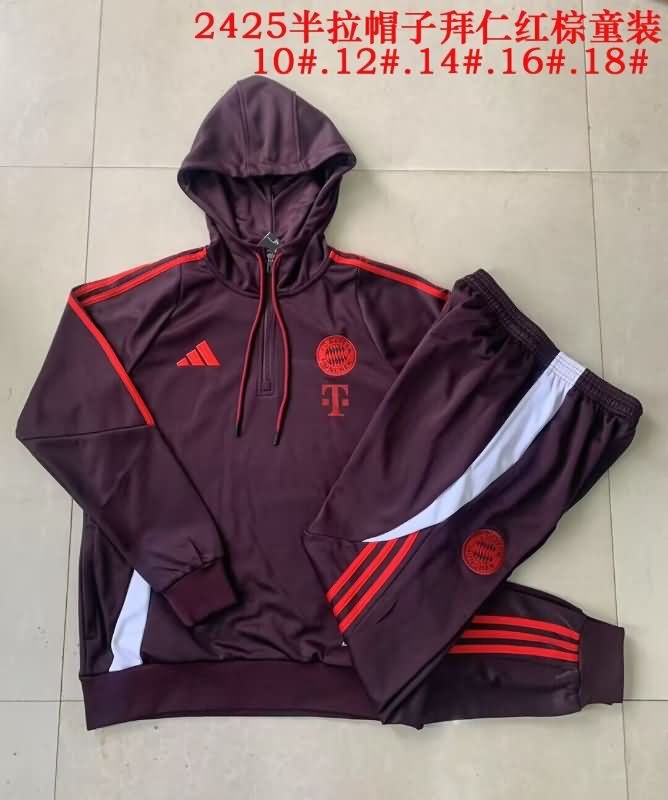 Bayern Munich 24/25 Kids Dark Red Soccer Tracksuit