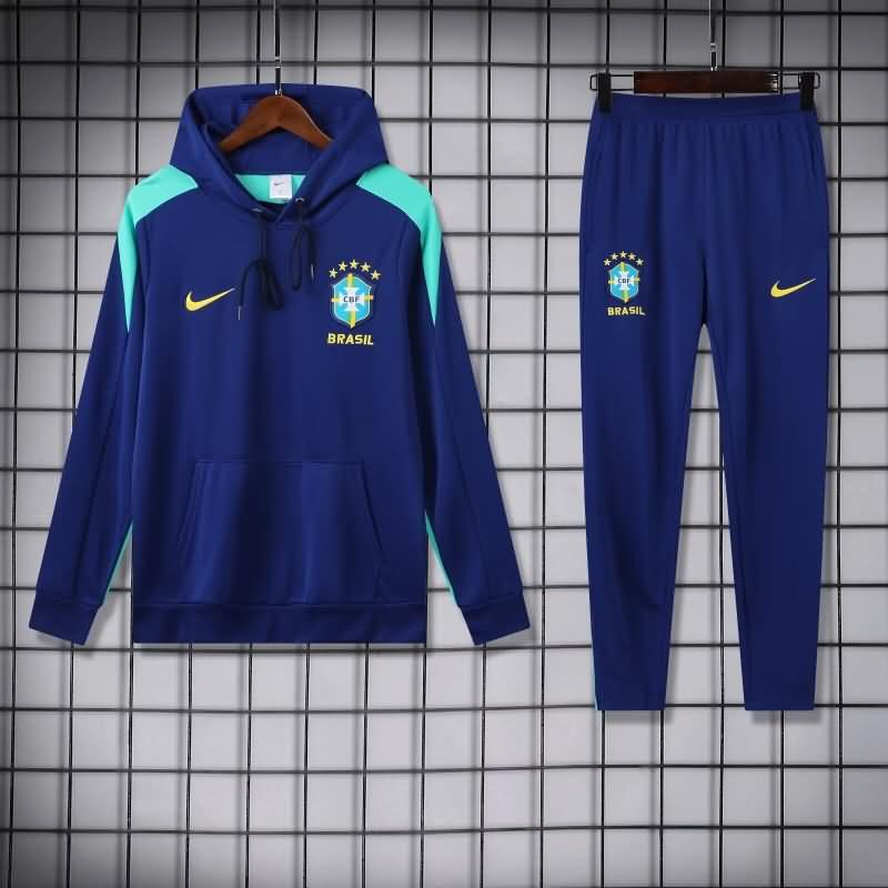 AAA(Thailand) Brazil 2024 Dark Blue Soccer Tracksuit 02