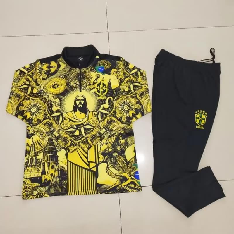 AAA(Thailand) Brazil 2024 Yellow Soccer Tracksuit 02