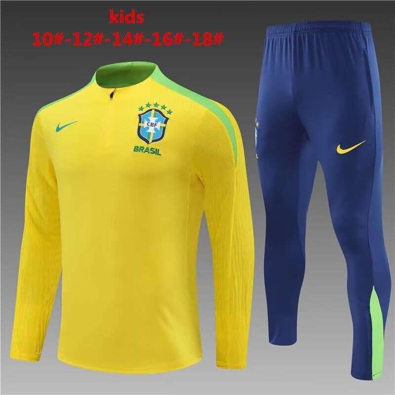 Brazil 2024 Kids Yellow Soccer Tracksuit