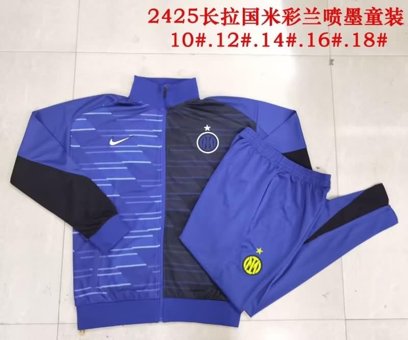 Inter Milan 24/25 Kids Blue Soccer Tracksuit