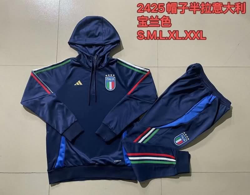 AAA(Thailand) Italy 2024 Dark Blue Soccer Tracksuit 03