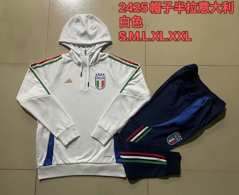 AAA(Thailand) Italy 2024 White Soccer Tracksuit 03