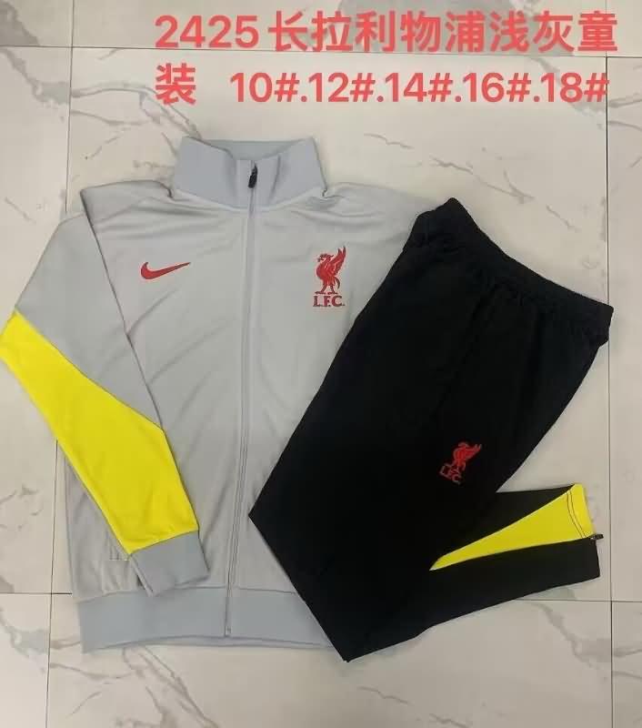 Liverpool 24/25 Kids Grey Soccer Tracksuit