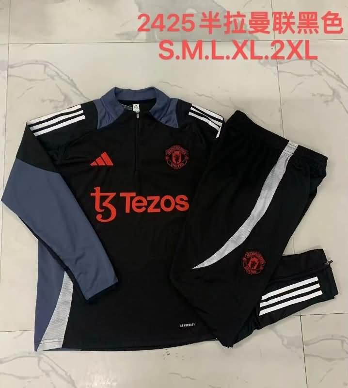 AAA(Thailand) Manchester United 24/25 Black Soccer Tracksuit