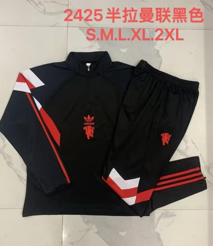 AAA(Thailand) Manchester United 24/25 Black Soccer Tracksuit 05