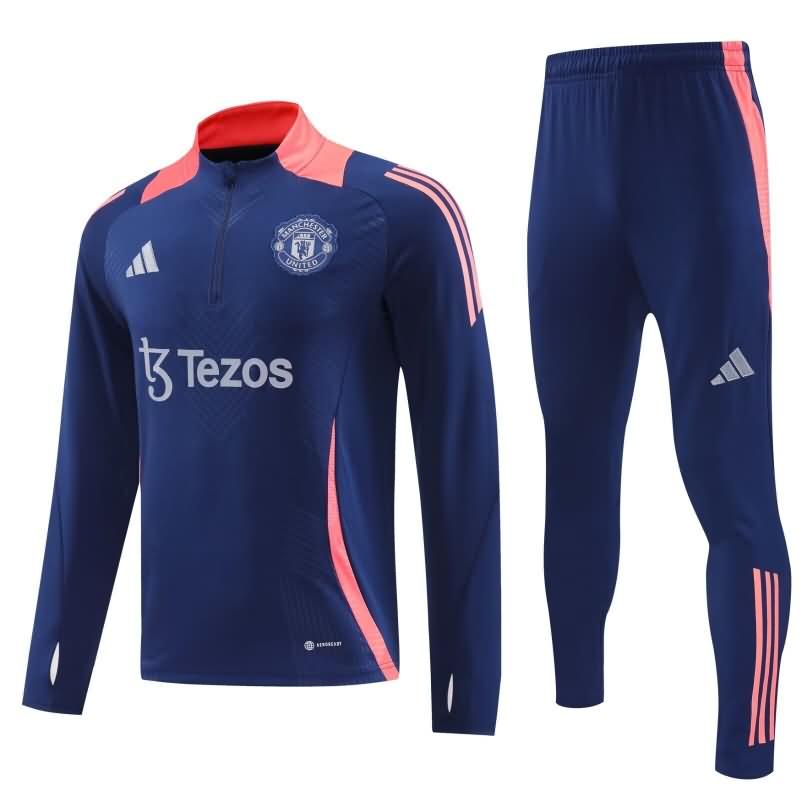 AAA(Thailand) Manchester United 24/25 Dark Blue Soccer Tracksuit 02