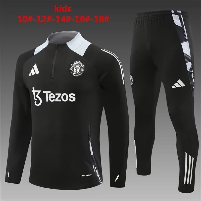 Manchester United 24/25 Kids Black Soccer Tracksuit