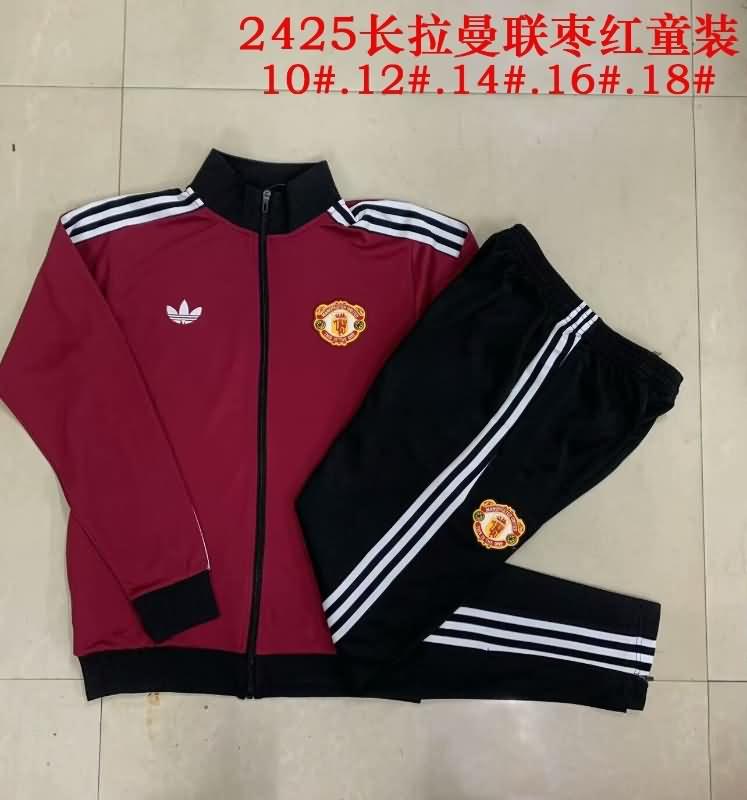 Manchester United 24/25 Kids Red Soccer Tracksuit 04