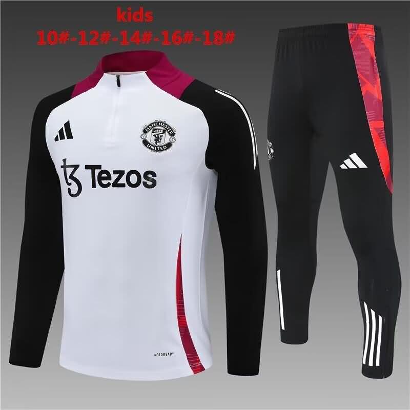 Manchester United 24/25 Kids White Soccer Tracksuit