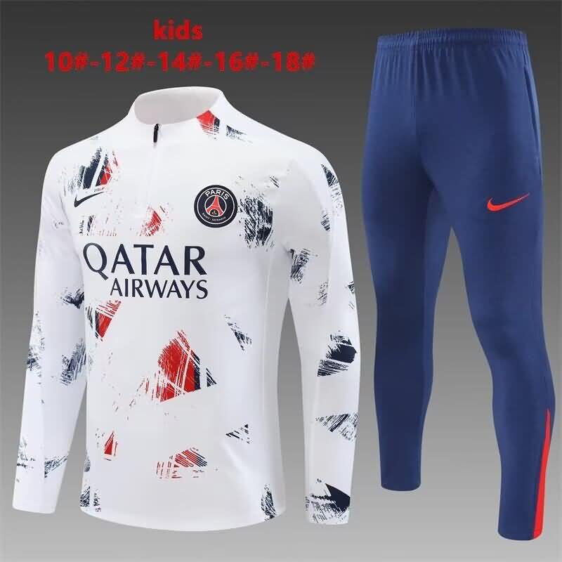 Paris St Germain 24/25 Kids White Soccer Tracksuit