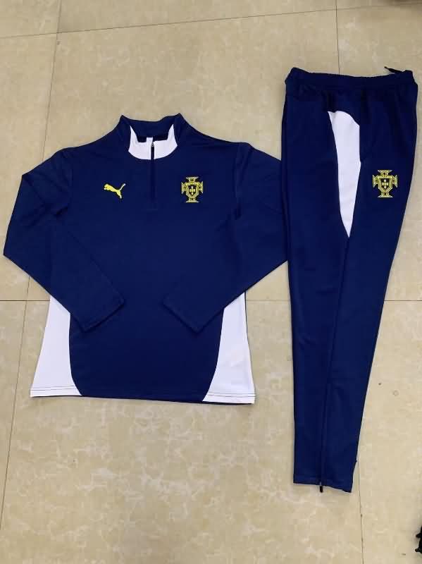 AAA(Thailand) Portugal 2024 Dark Blue Soccer Tracksuit 02