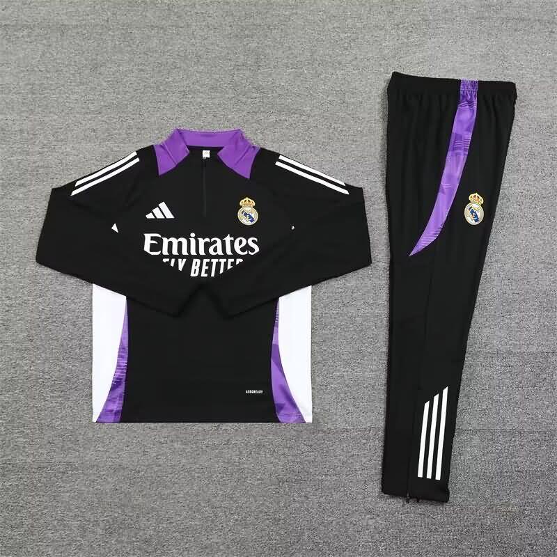 AAA(Thailand) Real Madrid 24/25 Black Soccer Tracksuit 05