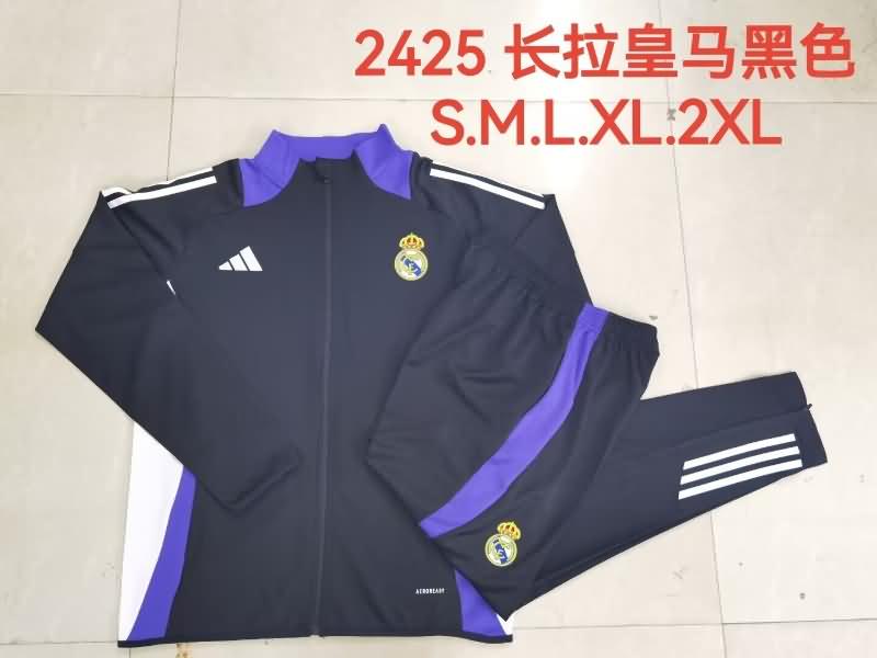 AAA(Thailand) Real Madrid 24/25 Black Soccer Tracksuit 08