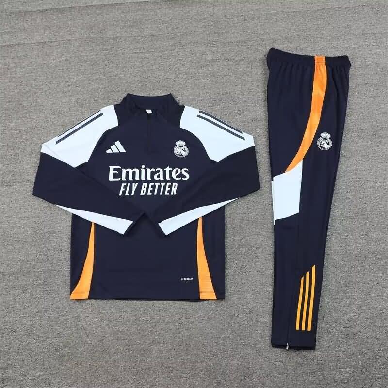 AAA(Thailand) Real Madrid 24/25 Dark Blue Soccer Tracksuit 02