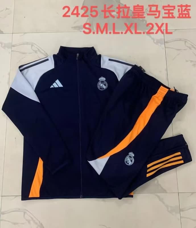 AAA(Thailand) Real Madrid 24/25 Dark Blue Soccer Tracksuit 06