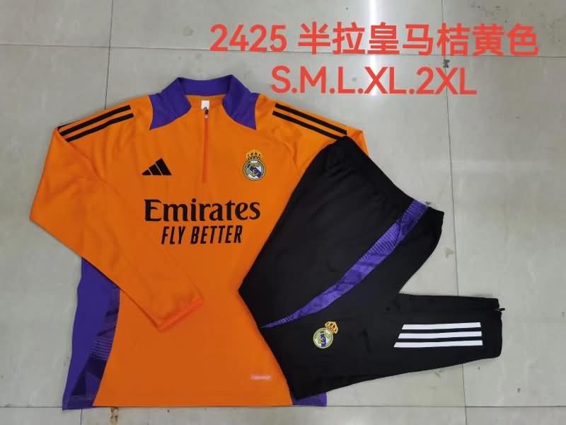 AAA(Thailand) Real Madrid 24/25 Orange Soccer Tracksuit 02