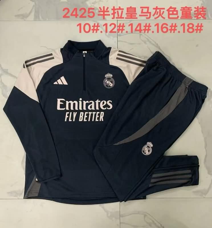 Real Madrid 24/25 Kids Black Soccer Tracksuit 02