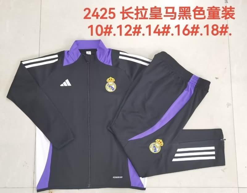 Real Madrid 24/25 Kids Black Soccer Tracksuit 05