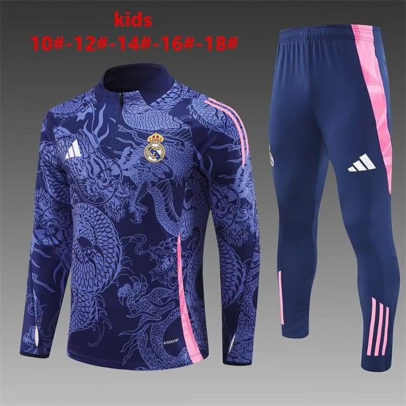 Real Madrid 24/25 Kids Dark Blue Soccer Tracksuit