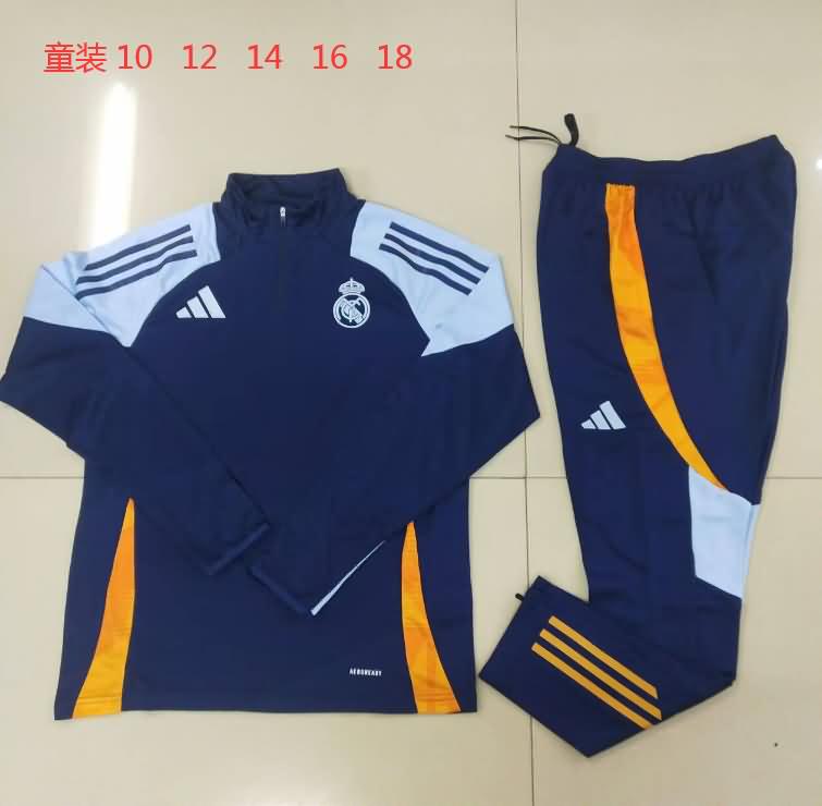 Real Madrid 24/25 Kids Dark Blue Soccer Tracksuit 04