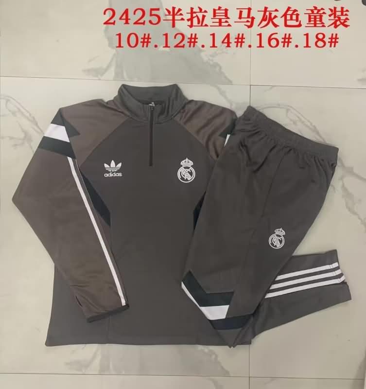 Real Madrid 24/25 Kids Grey Soccer Tracksuit 02