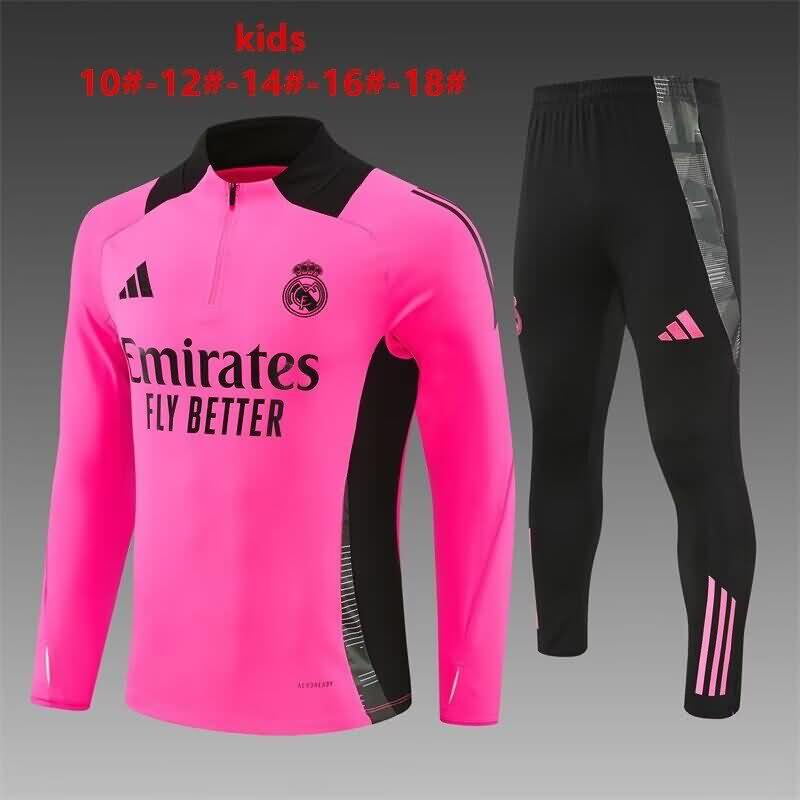 Real Madrid 24/25 Kids Pink Soccer Tracksuit