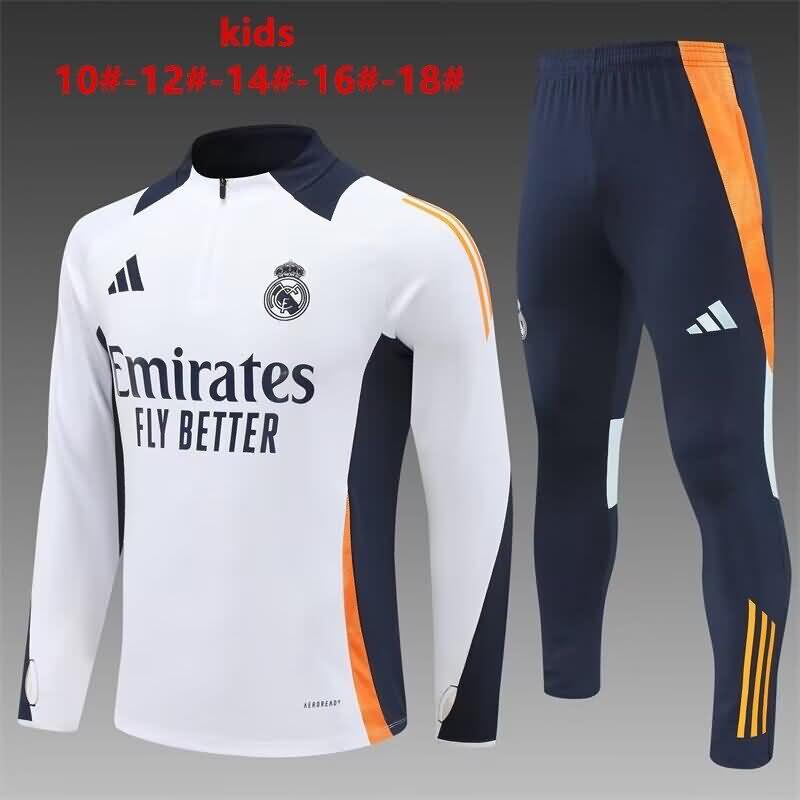 Real Madrid 24/25 Kids White Soccer Tracksuit