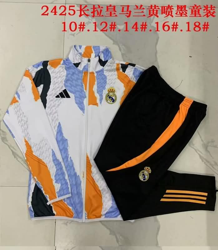 Real Madrid 24/25 Kids White Soccer Tracksuit 02