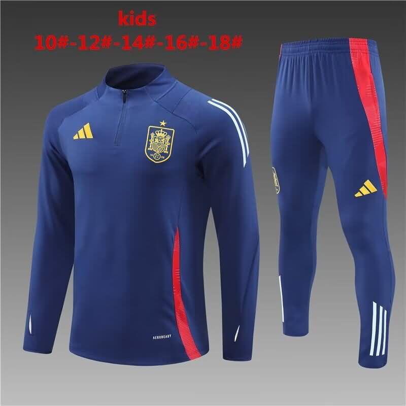 Spain 2024 Kids Dark Blue Soccer Tracksuit