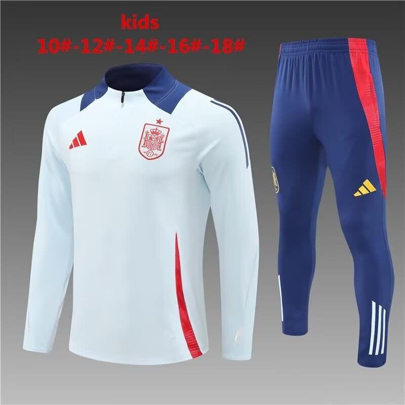 Spain 2024 Kids Light Blue Soccer Tracksuit