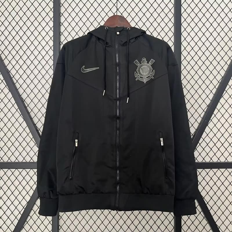 AAA(Thailand) Corinthians 24/25 Black Soccer Windbreaker