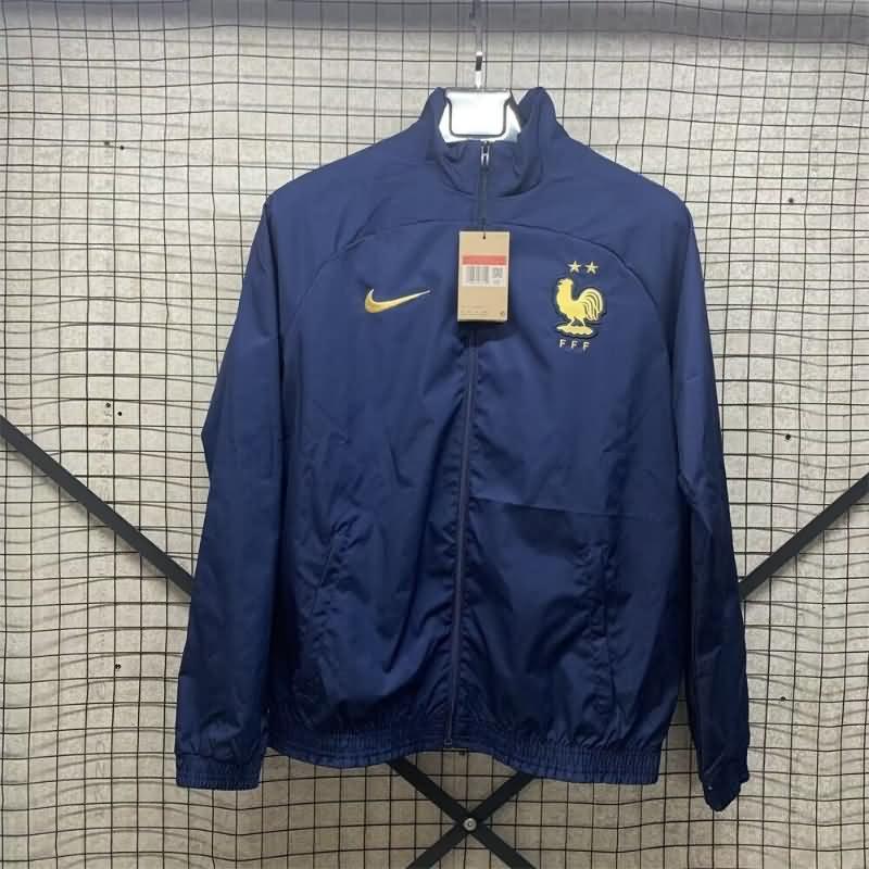 AAA(Thailand) France 2024 Dark Blue Soccer Windbreaker 02