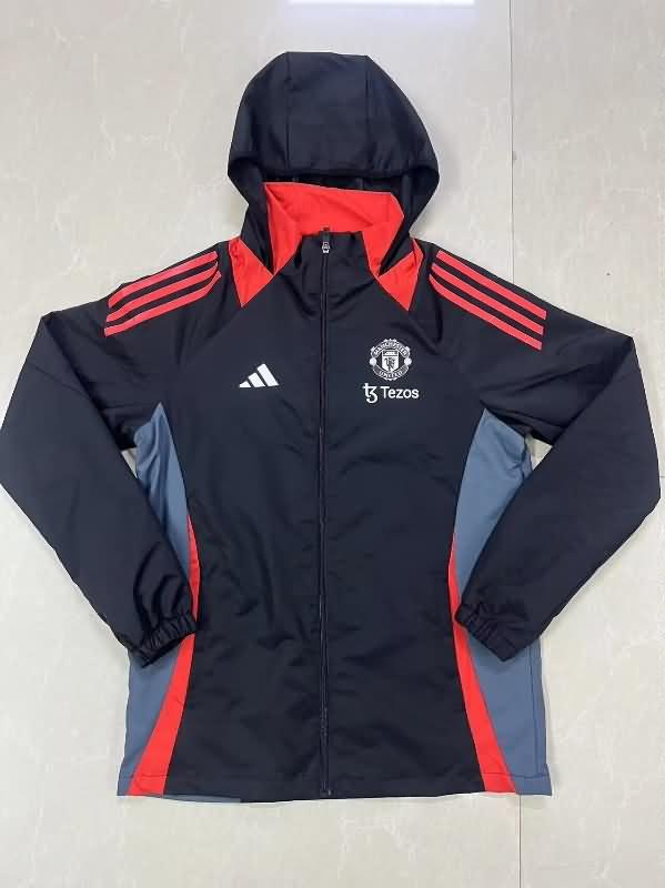 AAA(Thailand) Manchester United 24/25 Black Soccer Windbreaker 03