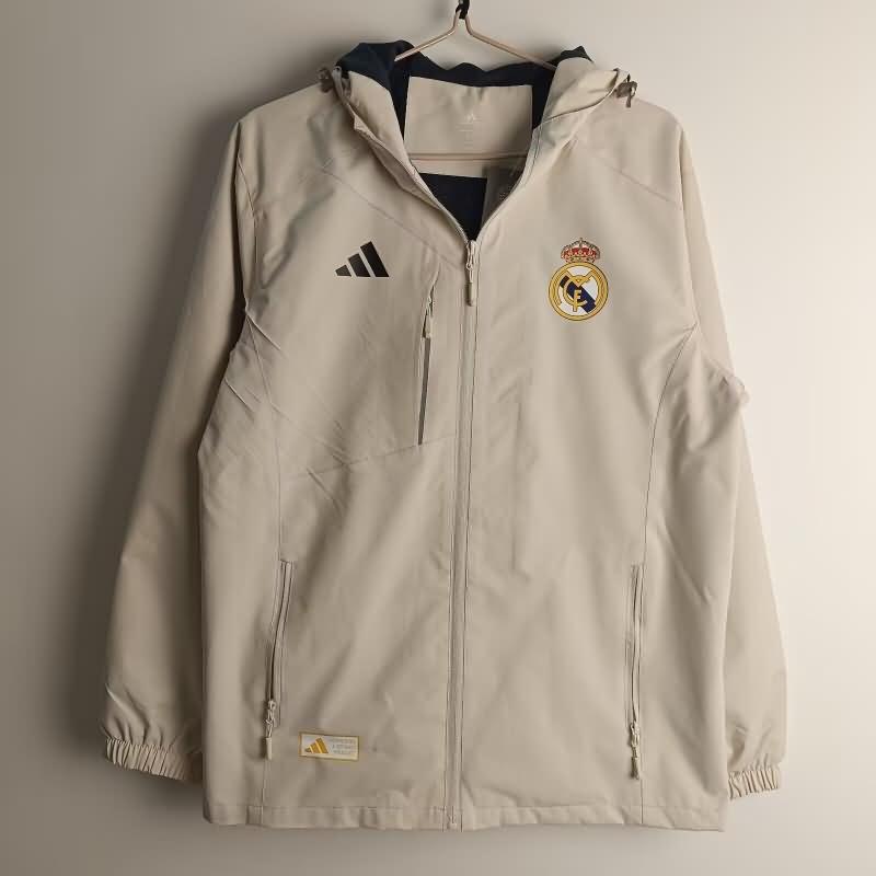 AAA(Thailand) Real Madrid 24/25 Beige Soccer Windbreaker 02