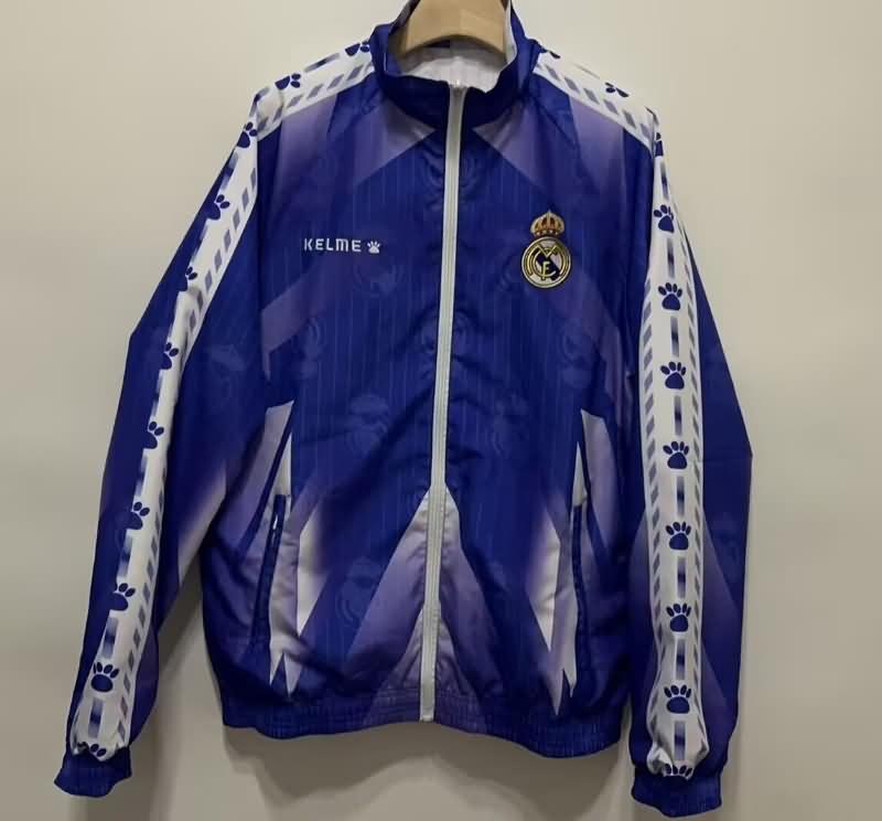 AAA(Thailand) Real Madrid 24/25 Blue White Reversible Soccer Windbreaker