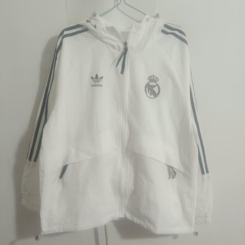 AAA(Thailand) Real Madrid 24/25 White Soccer Windbreaker 03