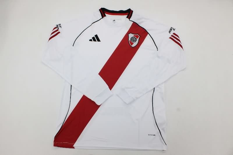 AAA(Thailand) River Plate 2025 Home Long Sleeve Soccer Jersey