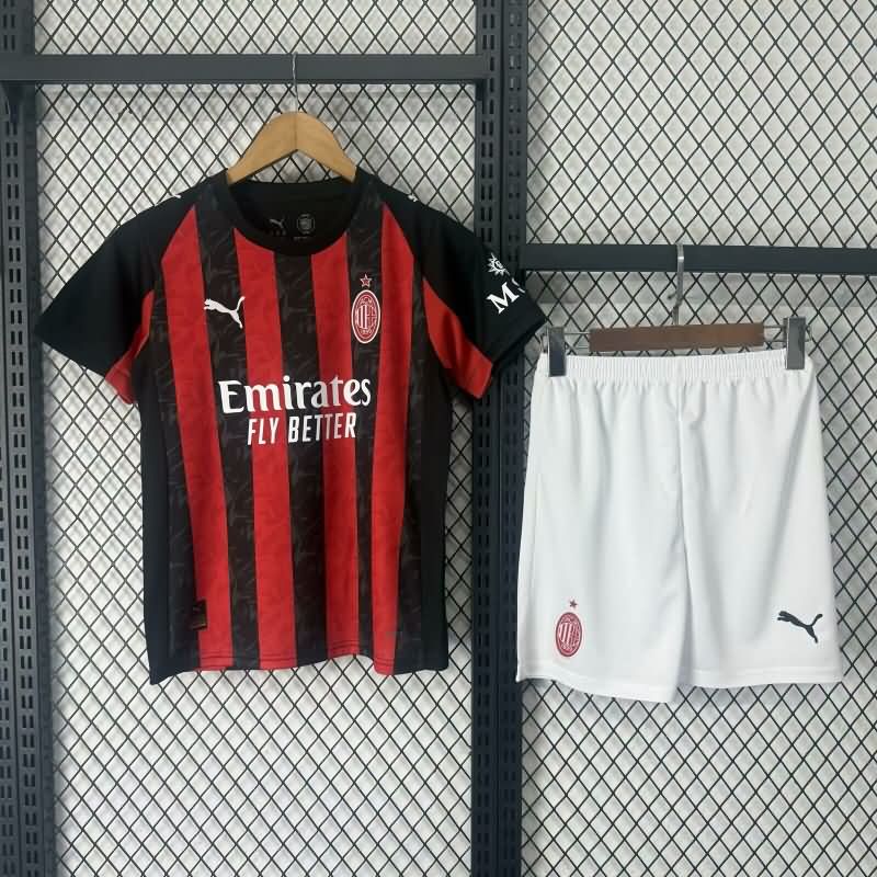 AC Milan 25/26 Kids Home Soccer Jersey And Shorts Leaked