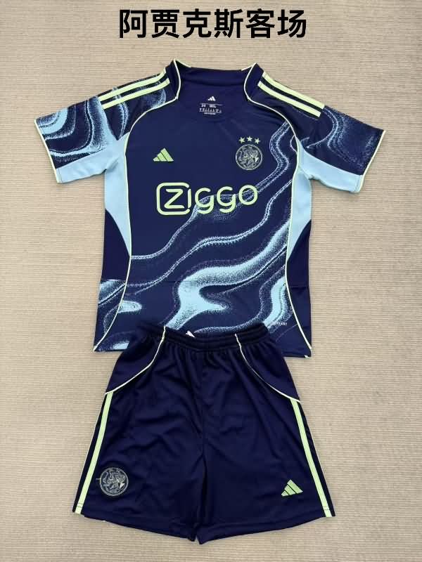 Ajax 25/26 Kids Away Soccer Jersey And Shorts