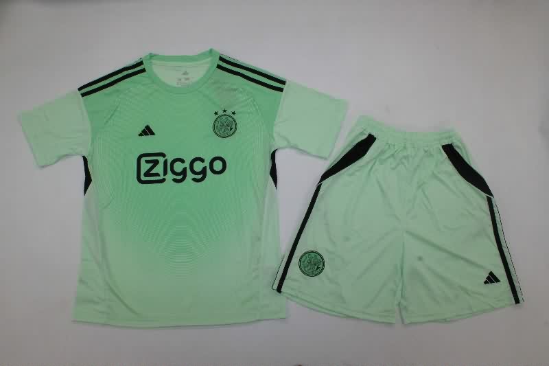 Ajax 25/26 Kids Goalkeeper Green Soccer Jersey And Shorts