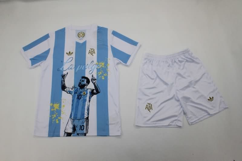 Argentina 2025 Kids MESSI Special Soccer Jersey And Shorts 02